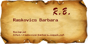 Raskovics Barbara névjegykártya